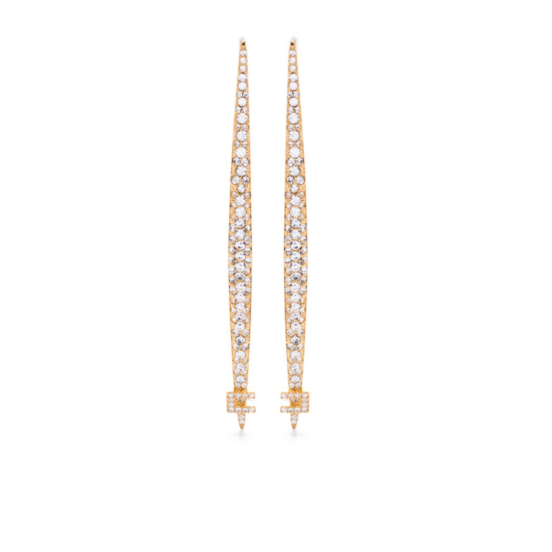 Elisabetta Franchi Crystal-embellished Brass Earrings