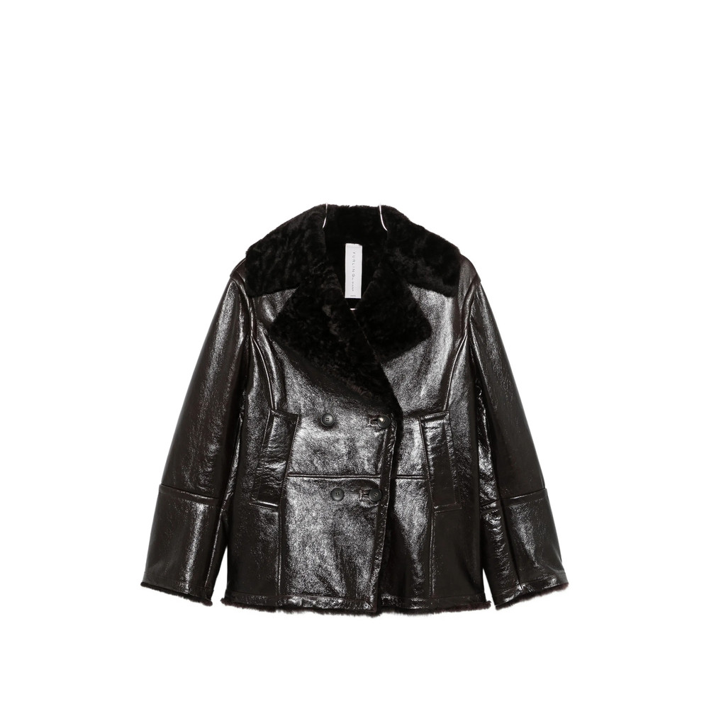 Furling Shearling-collar Double-breasted Jacket
