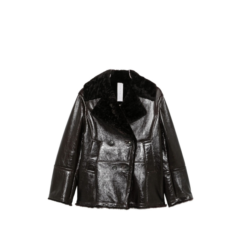 Furling Shearling-collar Double-breasted Jacket