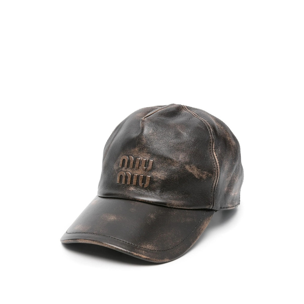 Miu Miu Nappa-leather Logo Baseball Cap