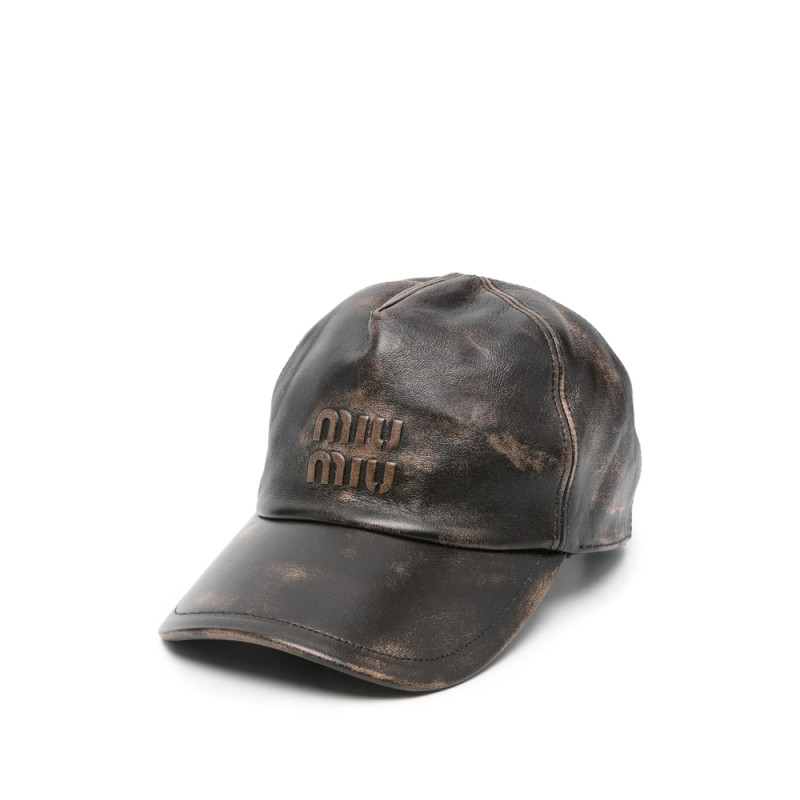 Miu Miu Nappa-leather Logo Baseball Cap