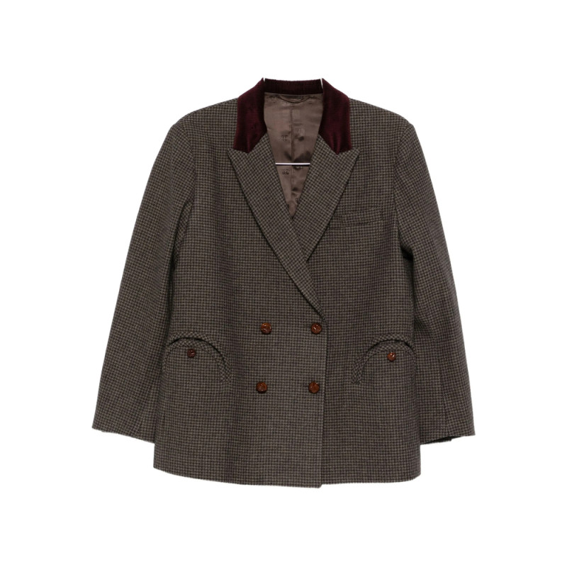 Blazé Milano Double-breasted Corduroy-collar Blazer