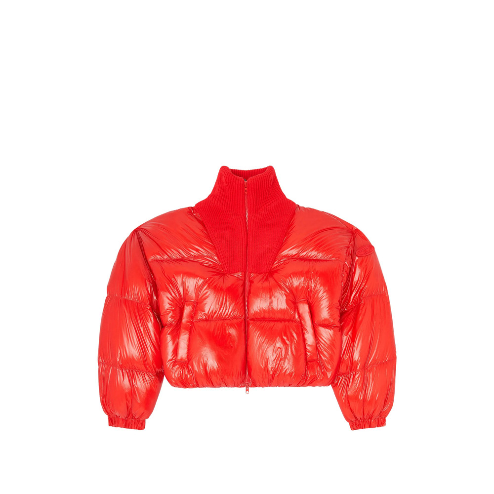 Diesel Down Puffer Jacket In Ripstop With Knitted Collar