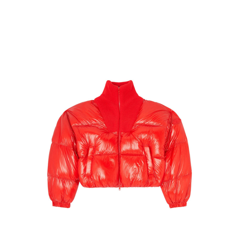 Diesel Down Puffer Jacket In Ripstop With Knitted Collar