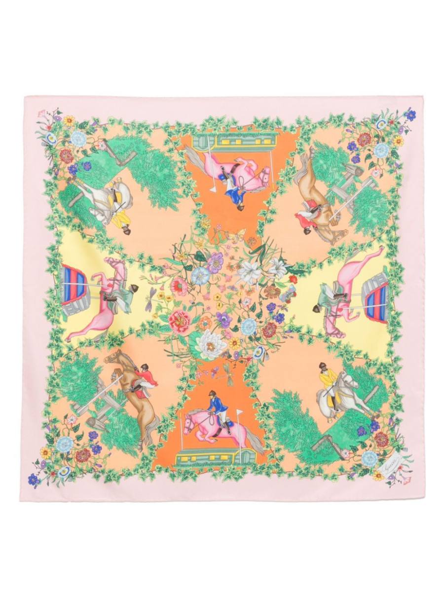 floral-print silk scarf