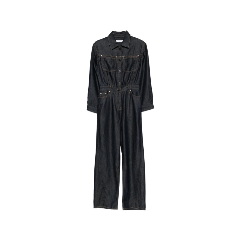 Iro Long-sleeve Denim Jumpsuit