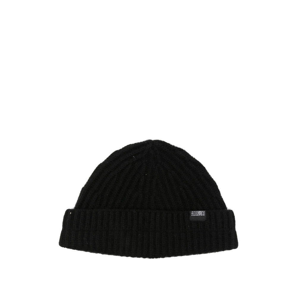 Mm6 Maison Margiela Ribbed-knit Logo-patch Beanie Hat