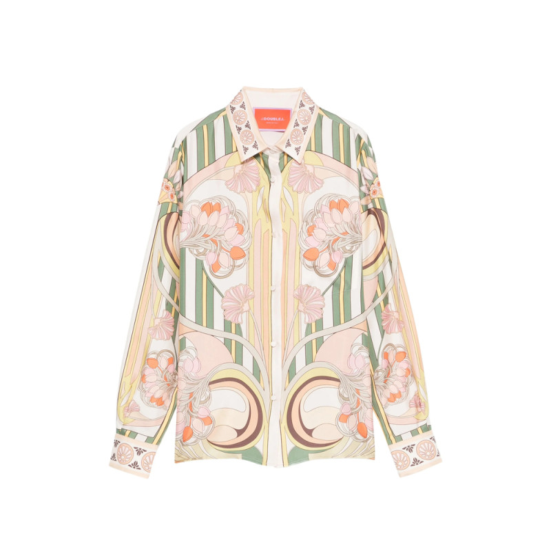 La Double J Floral-print Striped Shirt