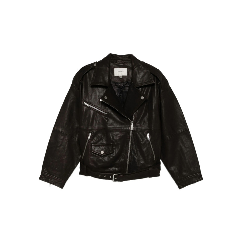 Gestuz Belted Leather Jacket