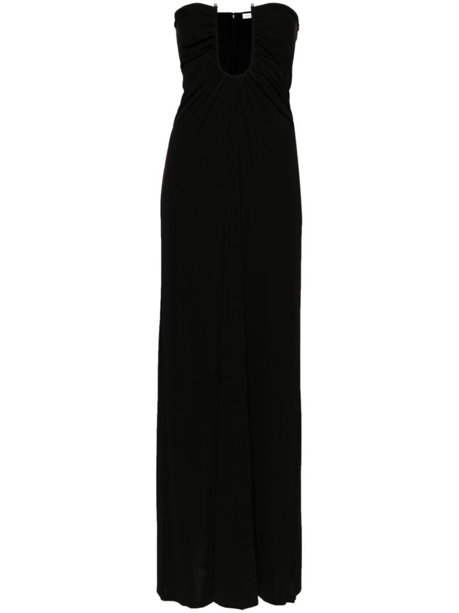 Arced Palm strapless dress