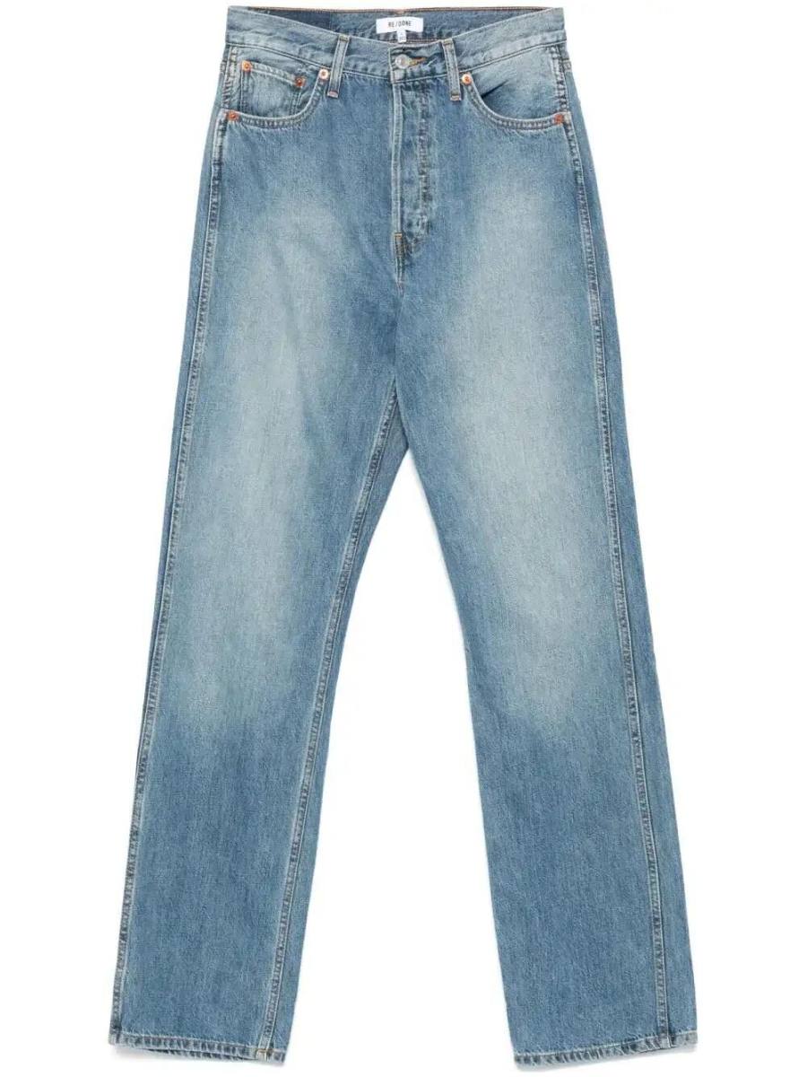 high-rise straight-leg jeans