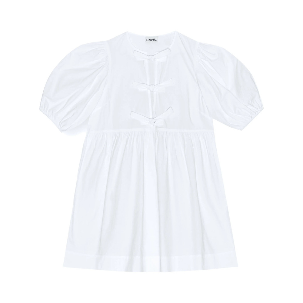 Ganni Cotton Poplin Tie String Mini Dress