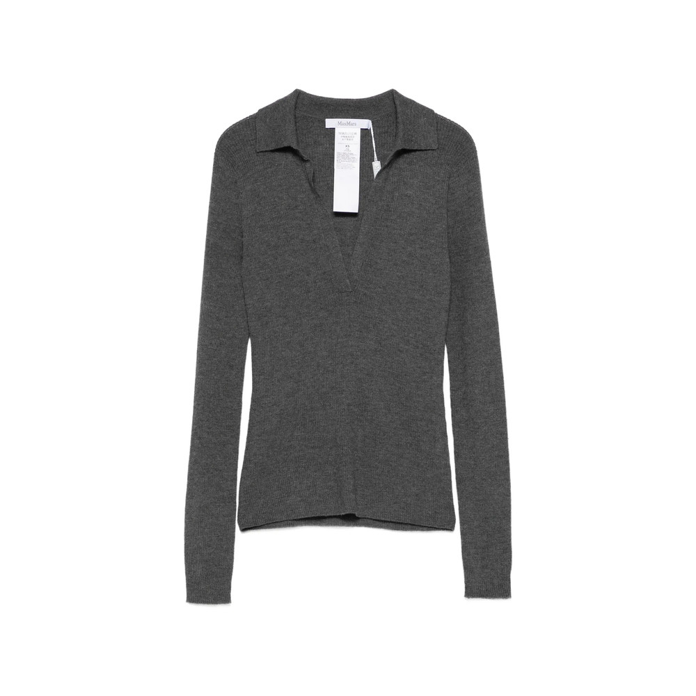 Max Mara Angel Ribbed-knit V-neck Sweater