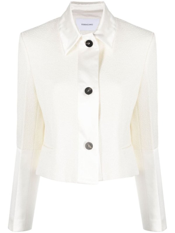 silk-trim wool-blend cropped jacket