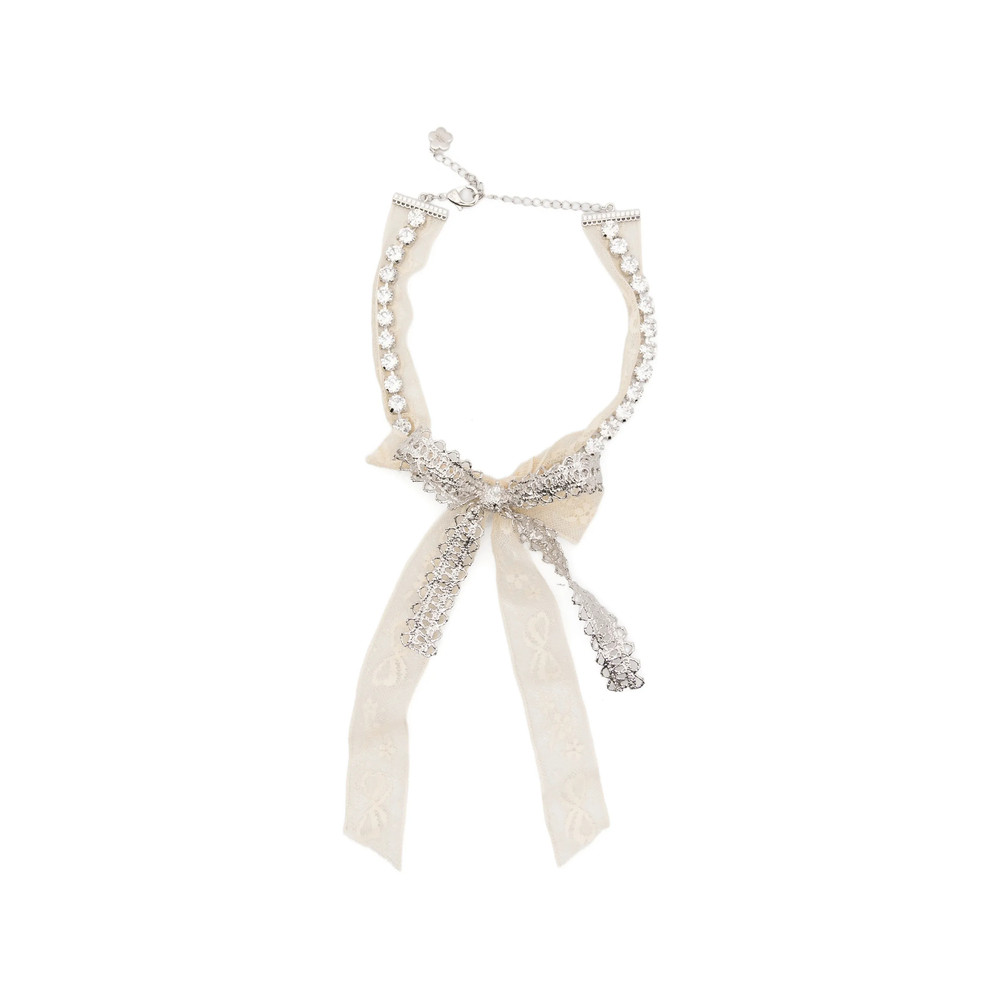 Shushu/tong X Ymin Lace-bow Crystal-embellished Necklace