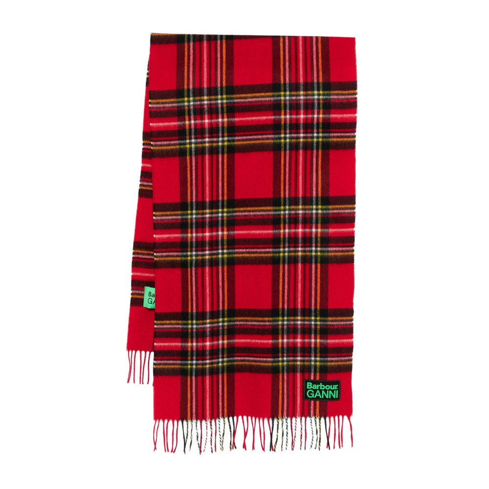 Barbour X Ganni Pattern Fringed Scarf
