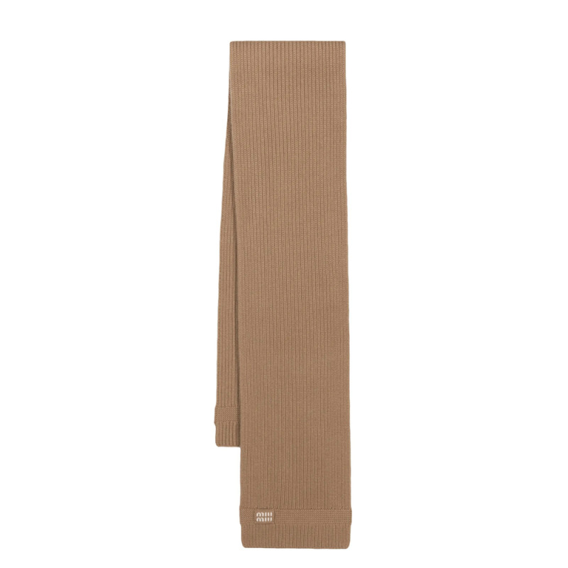 Miu Miu Logo-patch Virgin Wool-blend Scarf