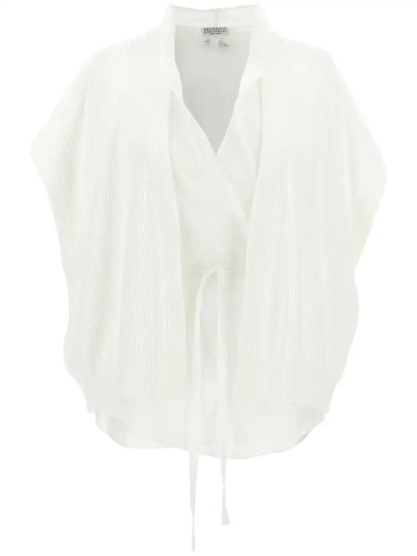 layered wrap blouse