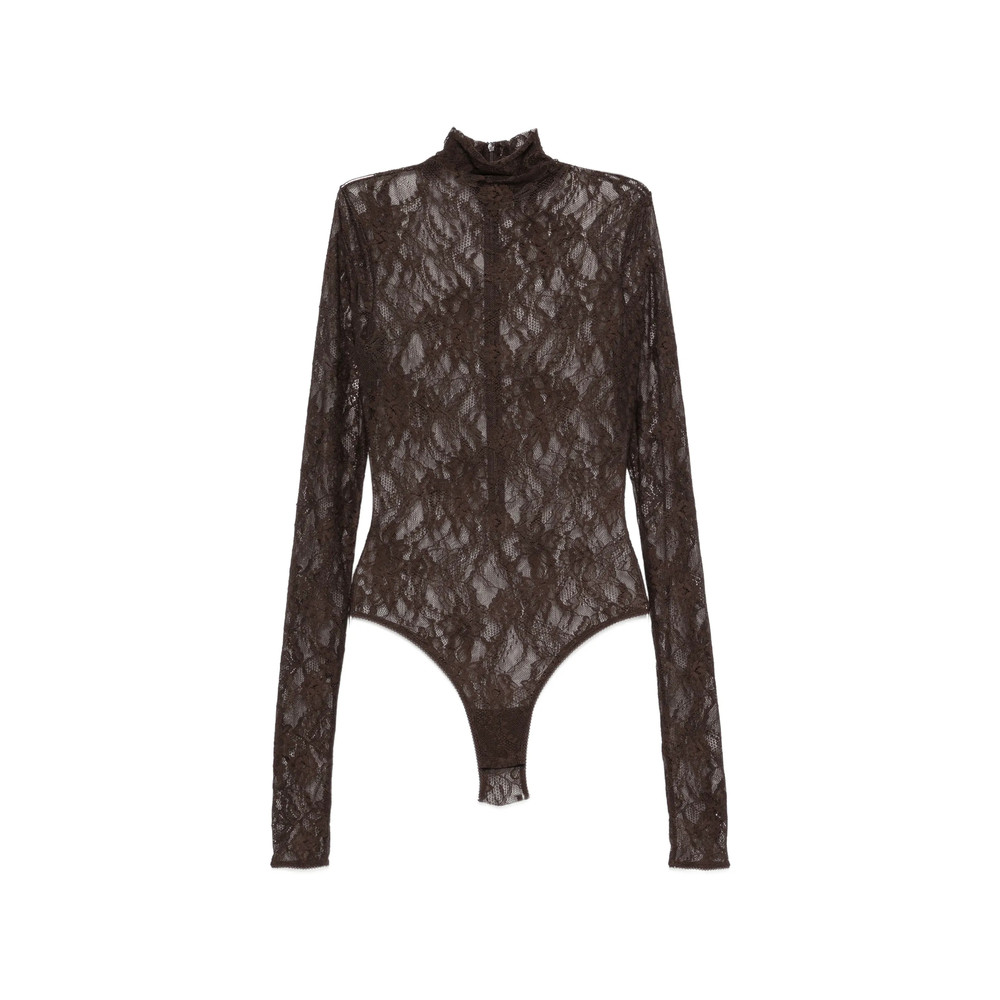 The Andamane Ziggy Lace-pattern High-neck Bodysuit
