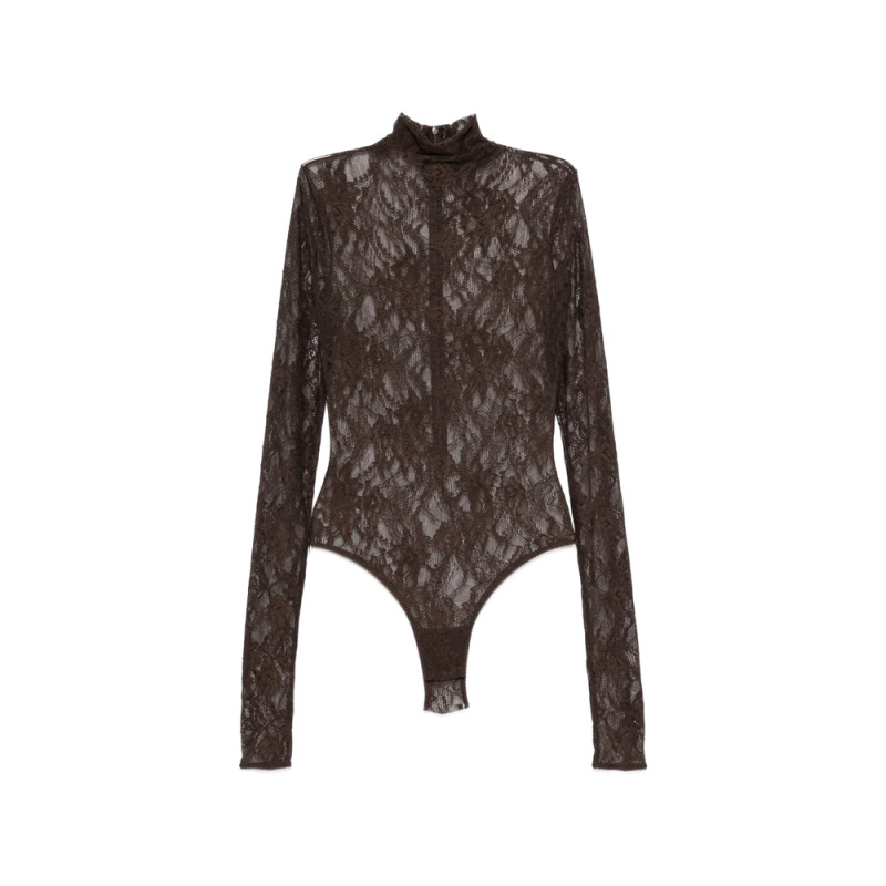 The Andamane Ziggy Lace-pattern High-neck Bodysuit
