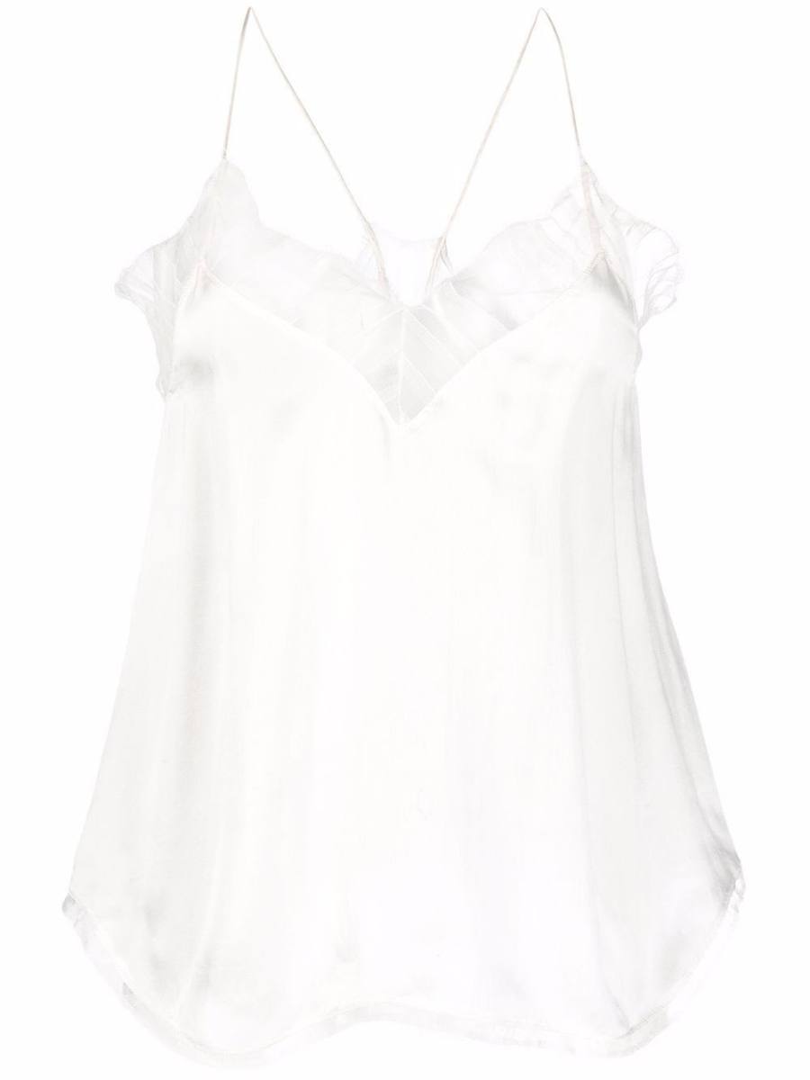 lace-embellished silk top