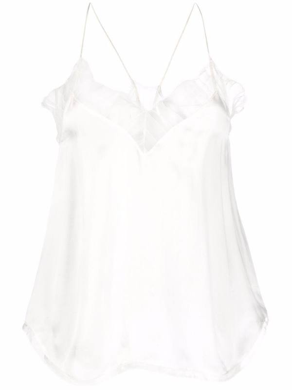 lace-embellished silk top