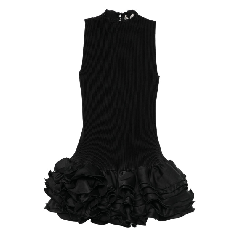 L'idee Ribbed Ruffled Mini Cocktail Dress