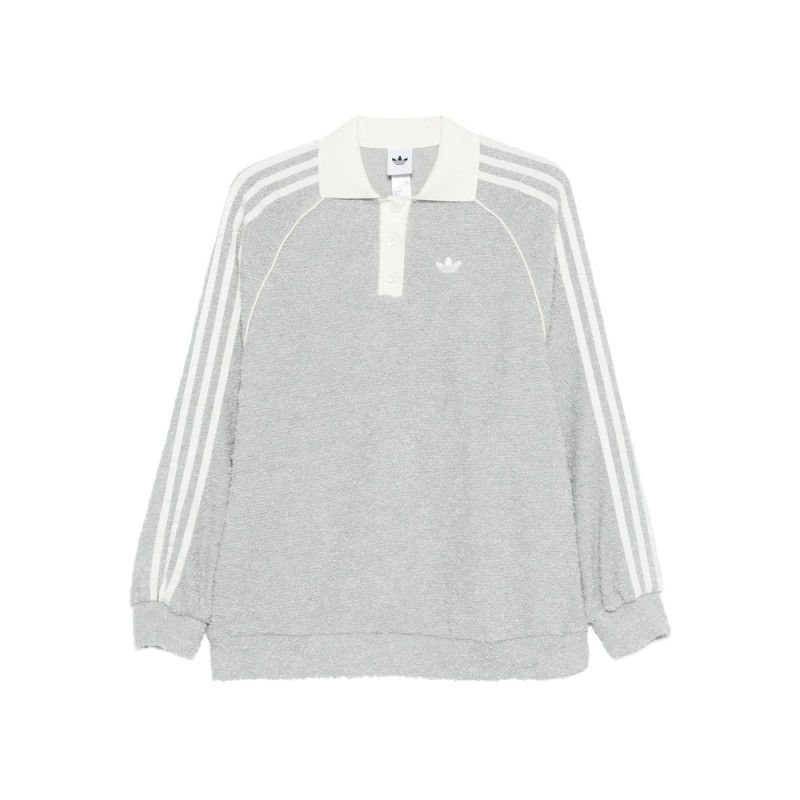 Adidas Three-stripe Bouclé Polo Top