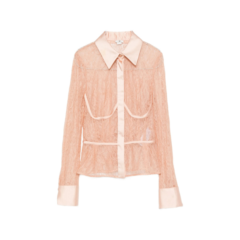 Elisabetta Franchi Lace-panelled Satin-trim Shirt