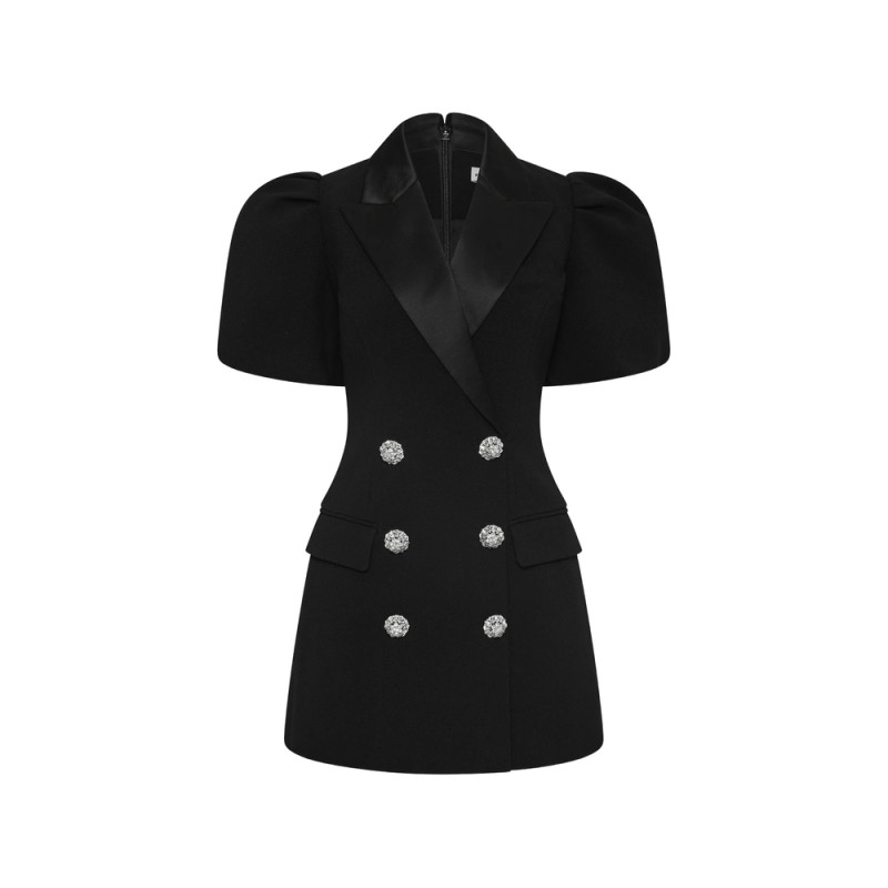 Rebecca Vallance Zendaya Crystal-embellished Puff-sleeve Mini Dress