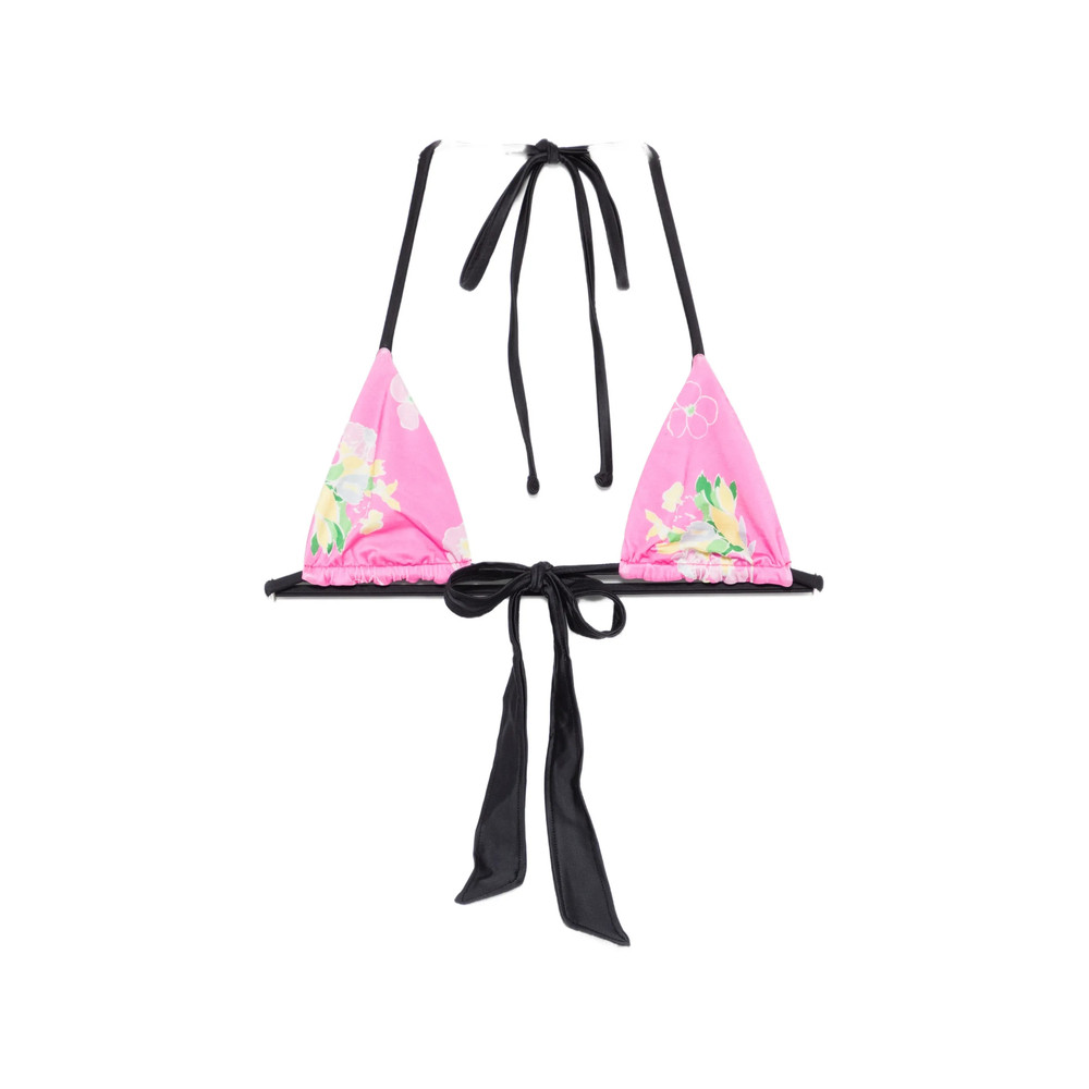 Frankies Bikinis Coastal Floral-print Tied Bikini Top