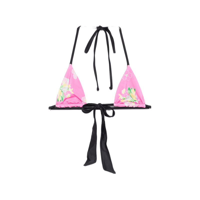Frankies Bikinis Coastal Floral-print Tied Bikini Top