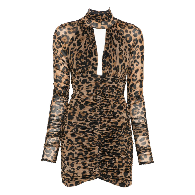 Blumarine Leopard-print Ruched Mini Dress