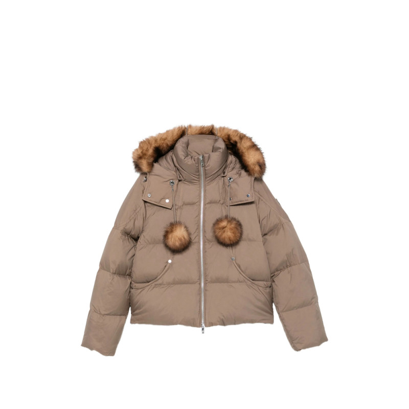 Moose Knuckles Pom-pom Trim Puffer Jacket
