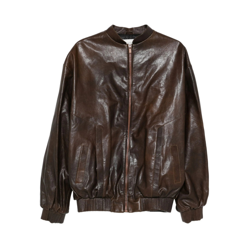 Magda Butrym Zip-front Leather Bomber Jacket