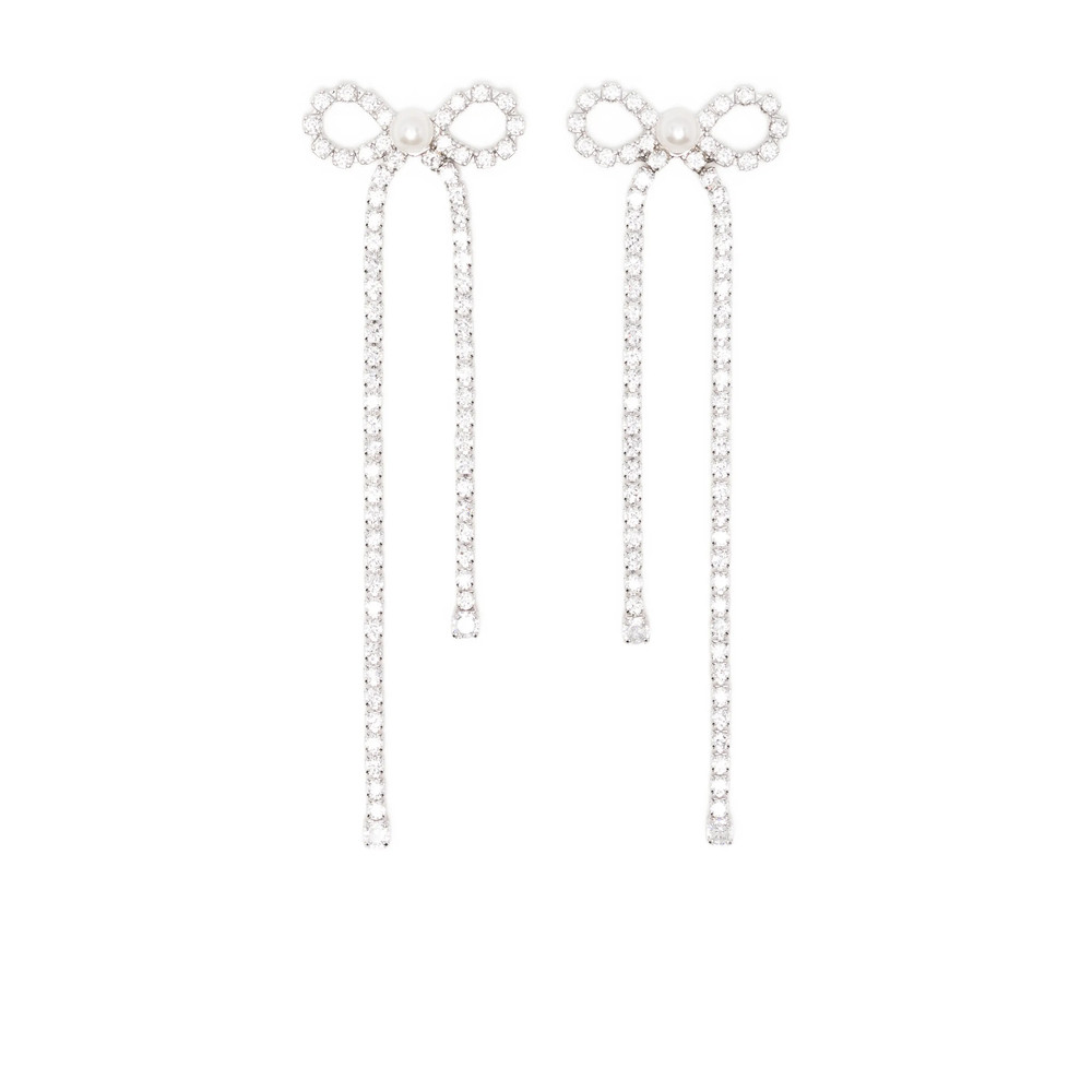 Self-portrait Crystal-embellished Bow Earrings