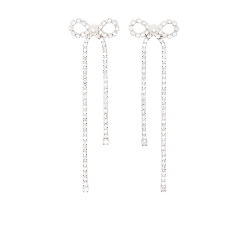 Self-portrait Crystal-embellished Bow Earrings