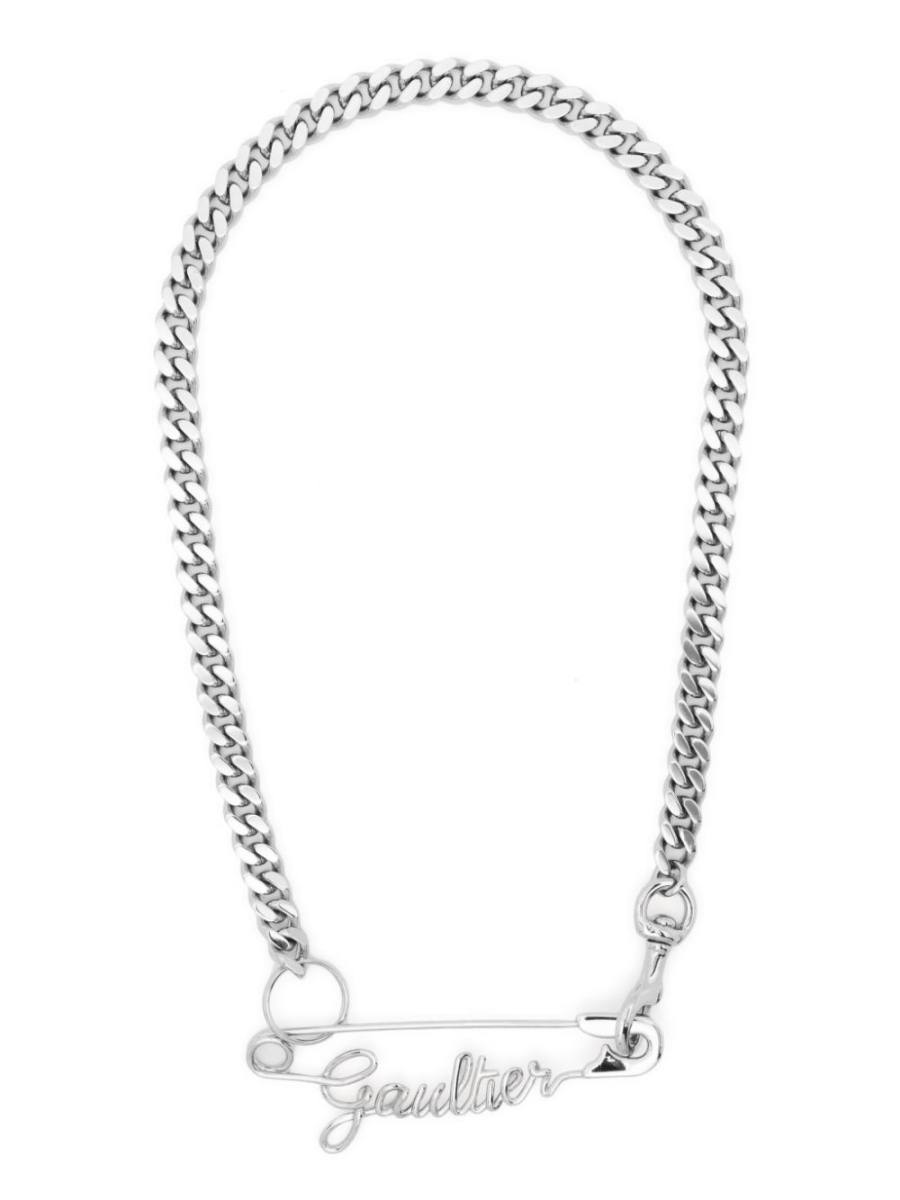 logo-plaque curb-chain necklace