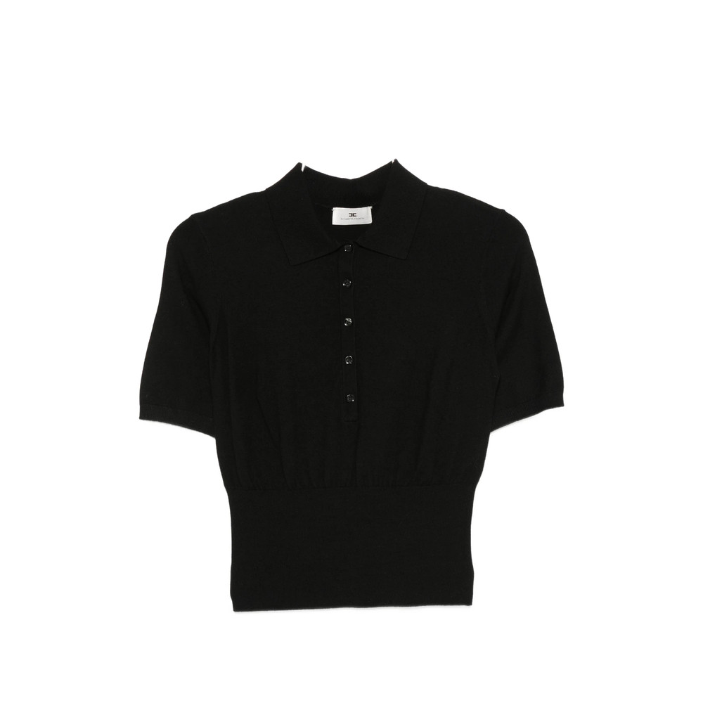 Elisabetta Franchi Ribbed-knit Short-sleeve Polo Shirt