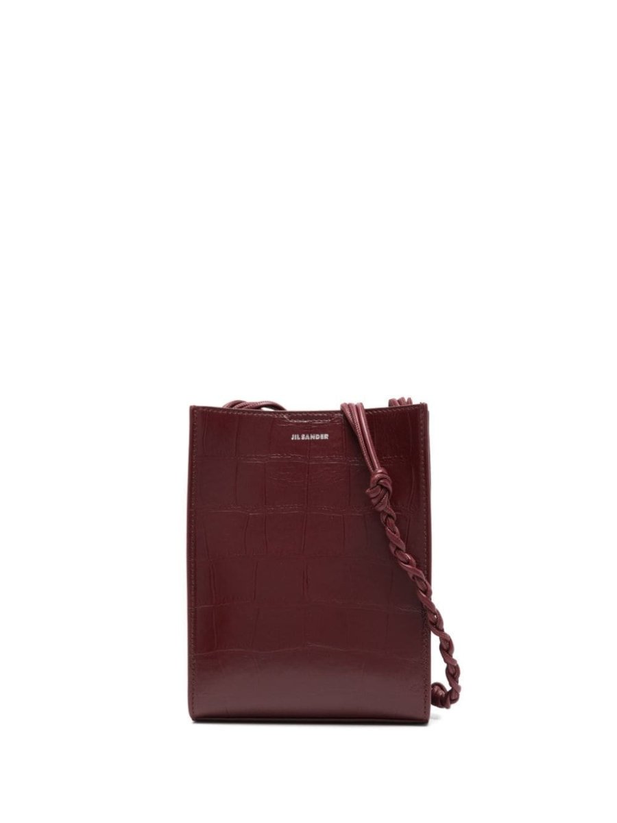 croc-embossed leather shoulder bag