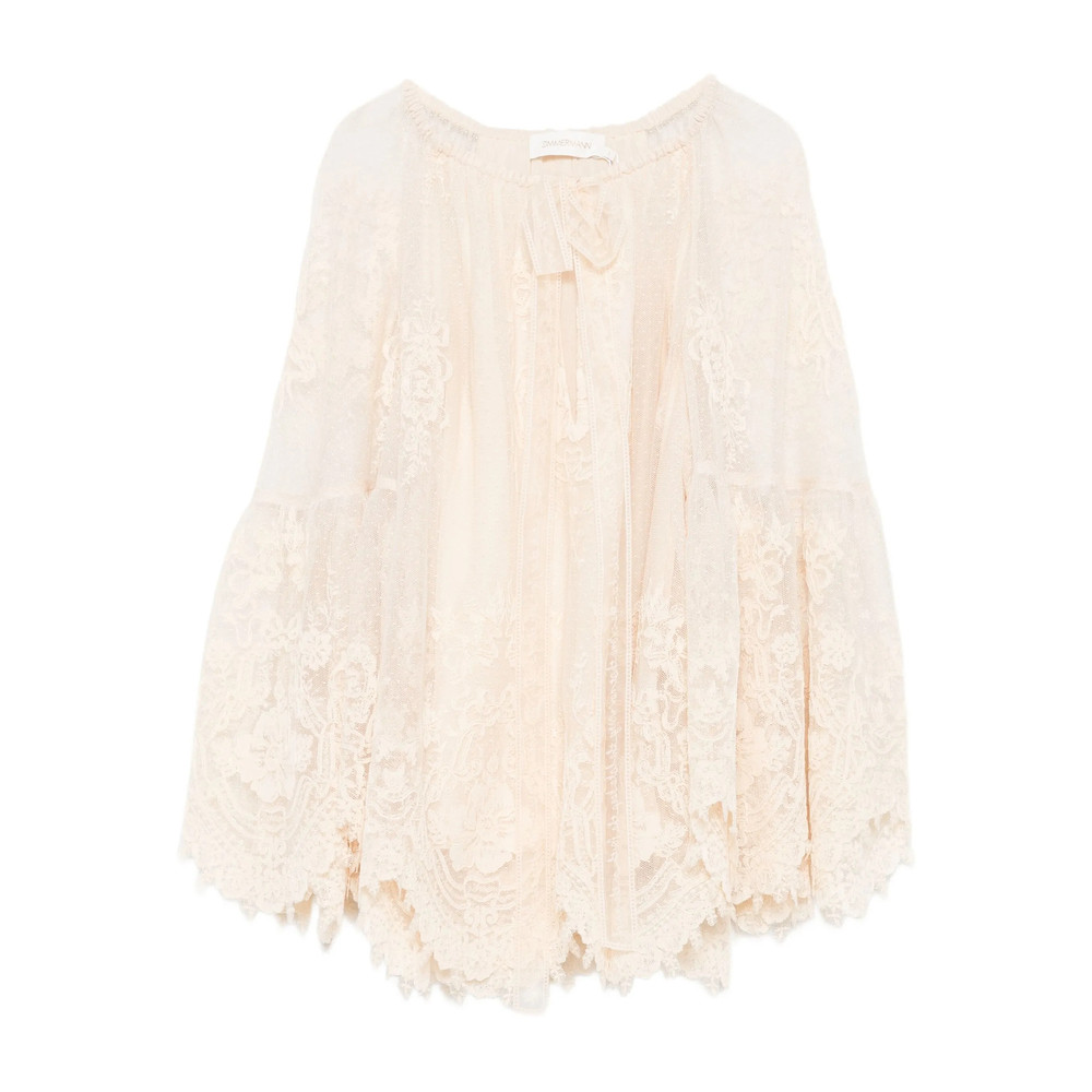 Zimmermann Lace-trimmed Bell-sleeve Blouse