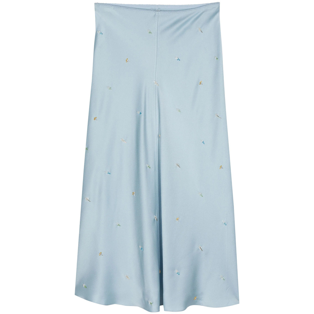 Anna October Bead-detailed Satined Midi Skirt