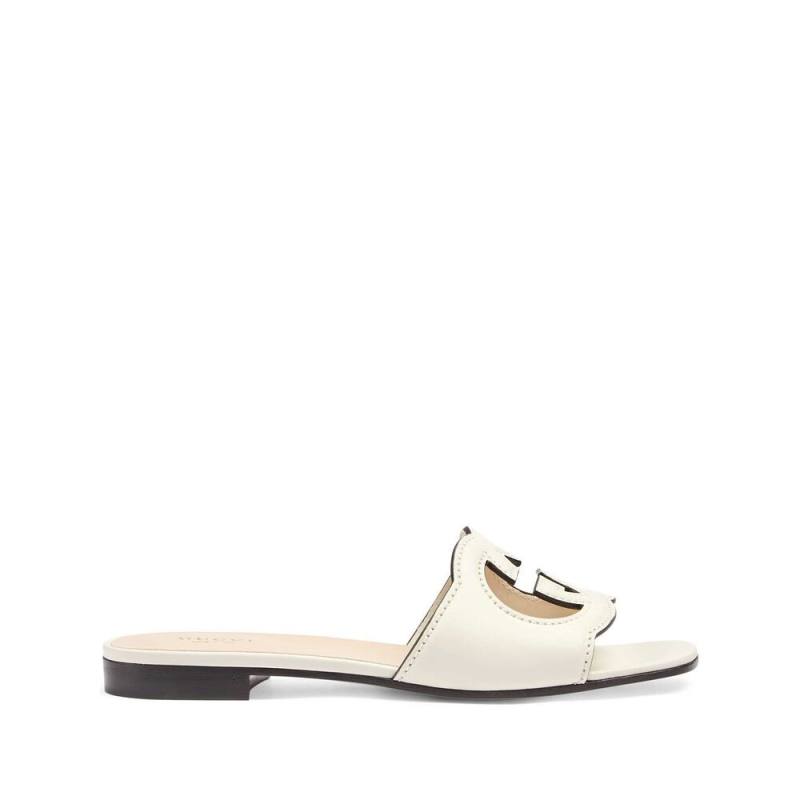 Gucci Logo-cut Out Leather Sandals