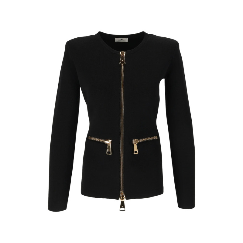 Elisabetta Franchi Cardigan In Knit-fabric With Zip