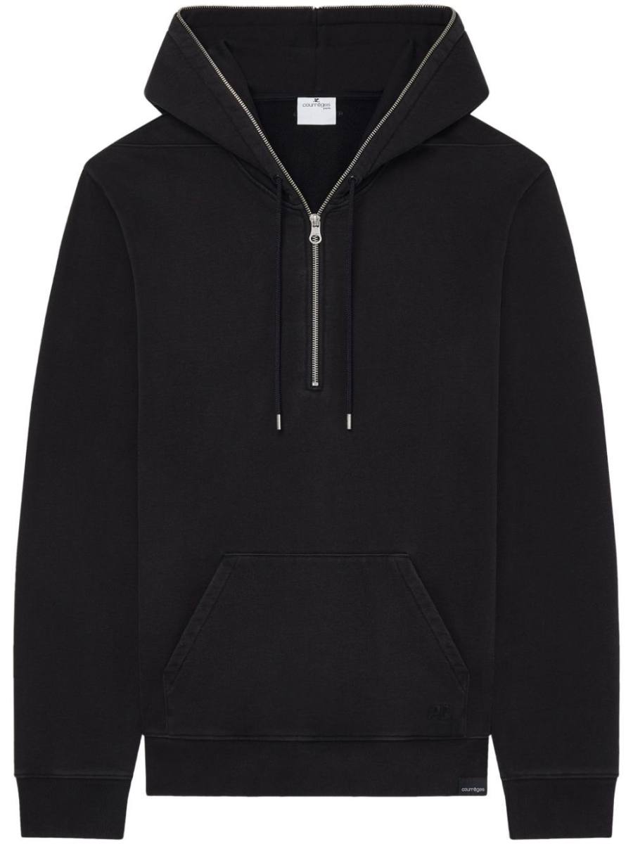 zipped fleece hoodie