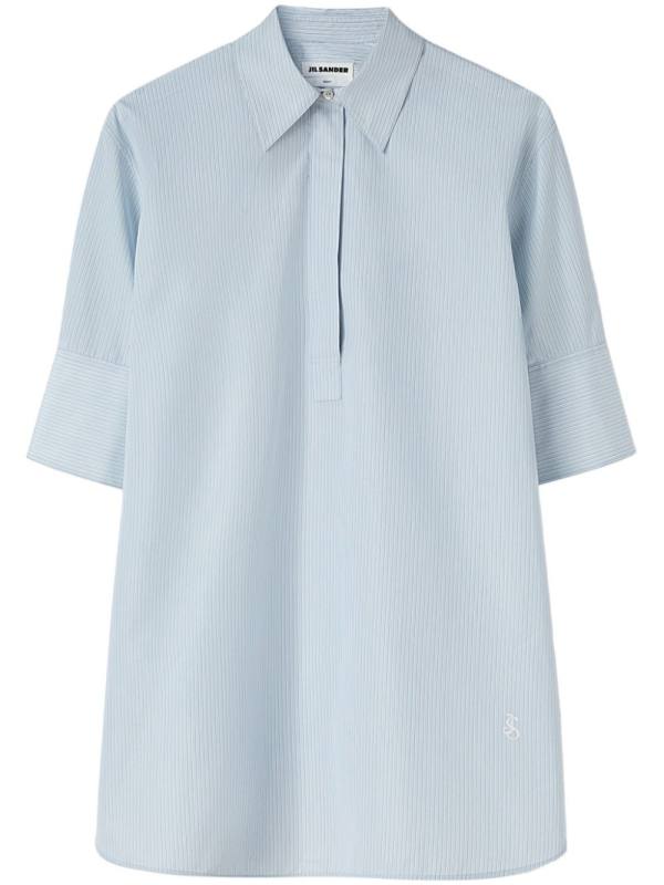 striped half-sleeve cotton shirt