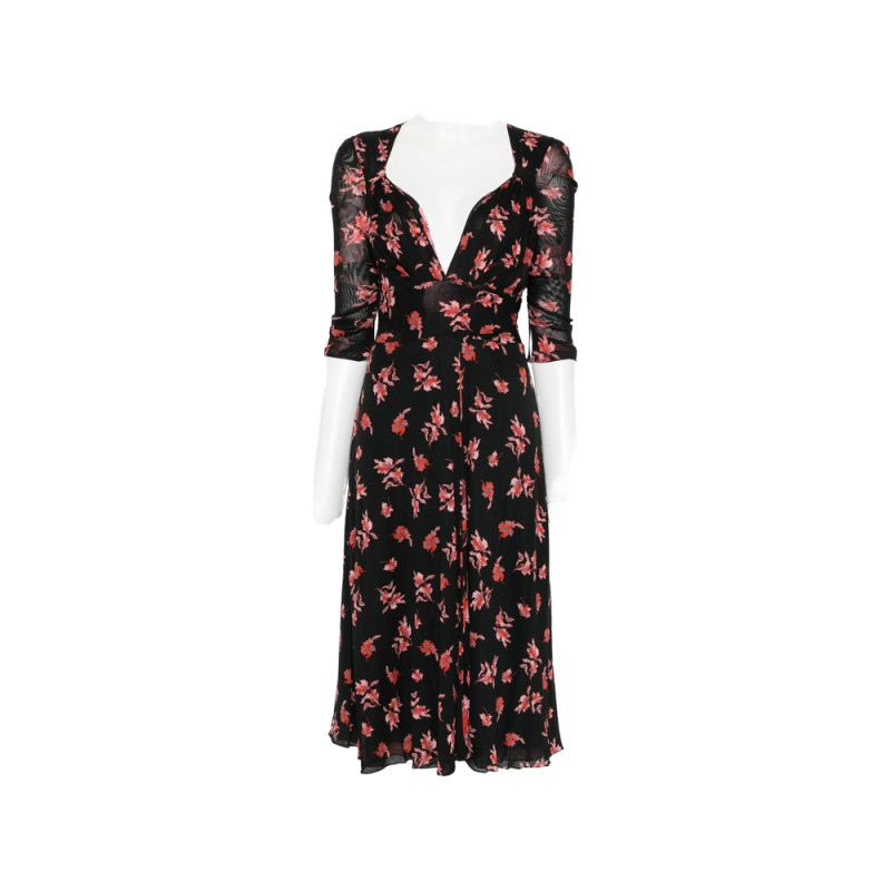 Diane Von Furstenberg Carmen Floral-print Ruched-sleeve Midi Dress