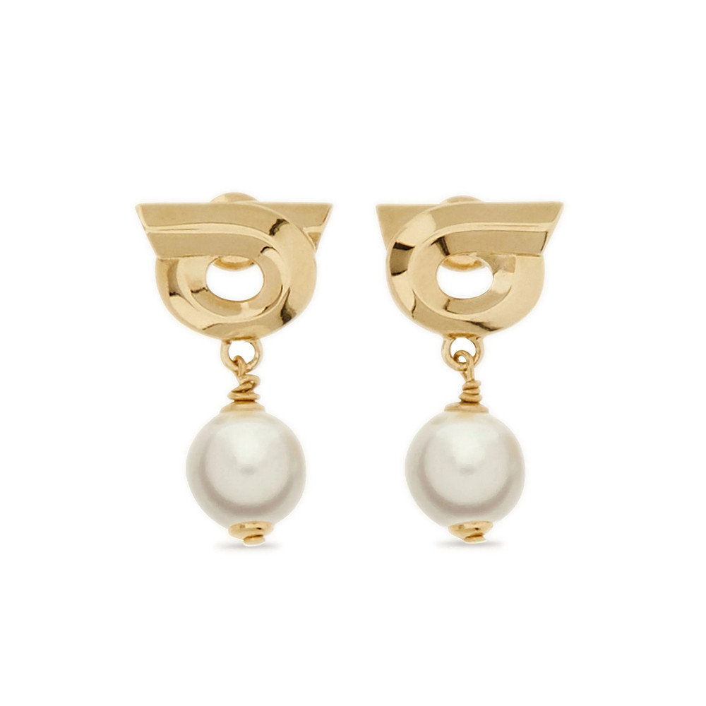 Ferragamo Gancini Earrings With Synthetic Pearls
