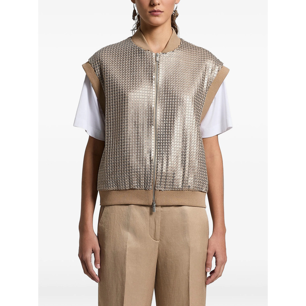 Peserico Sequin-embellishment Zip-up Gilet