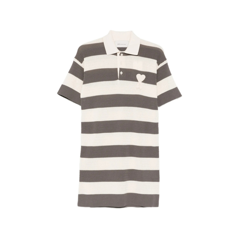 Ami Paris Striped Heart Appliqué Dress